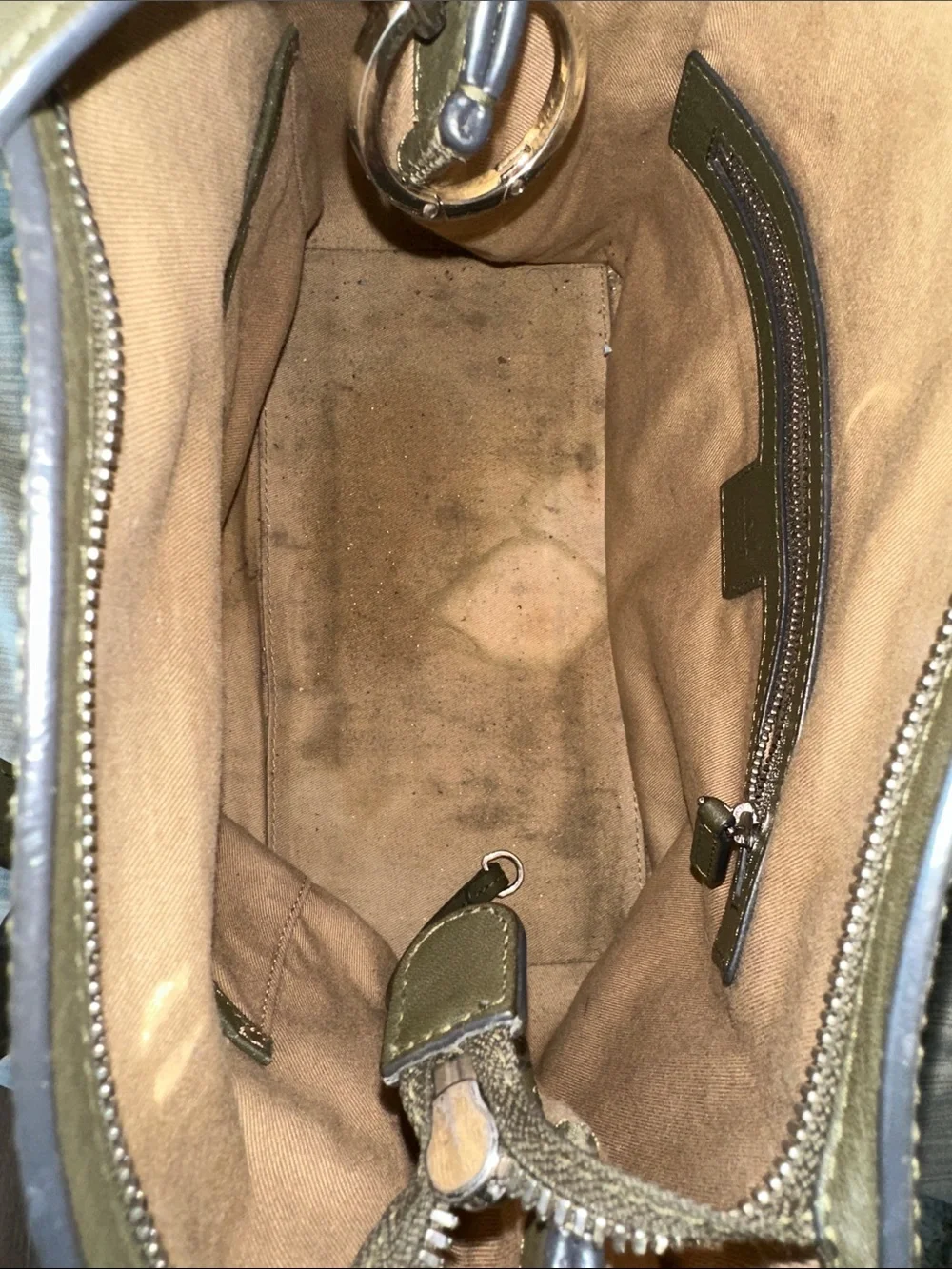 MCM Olive Brown Monogram Canvas Shoulder Bag 100% AUTHENTIC - Picture 4 of 11
